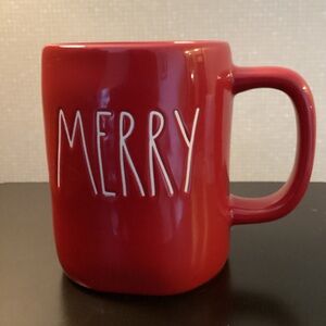 New Rae Dunn Merry Coffee Mug Artisan Collection by Magenta #202 Red White